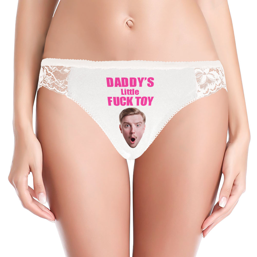Custom Women Lace Panty Face Sexy Panties Women's Underwear - Daddy's Little Fuck Toy - SantaSocks