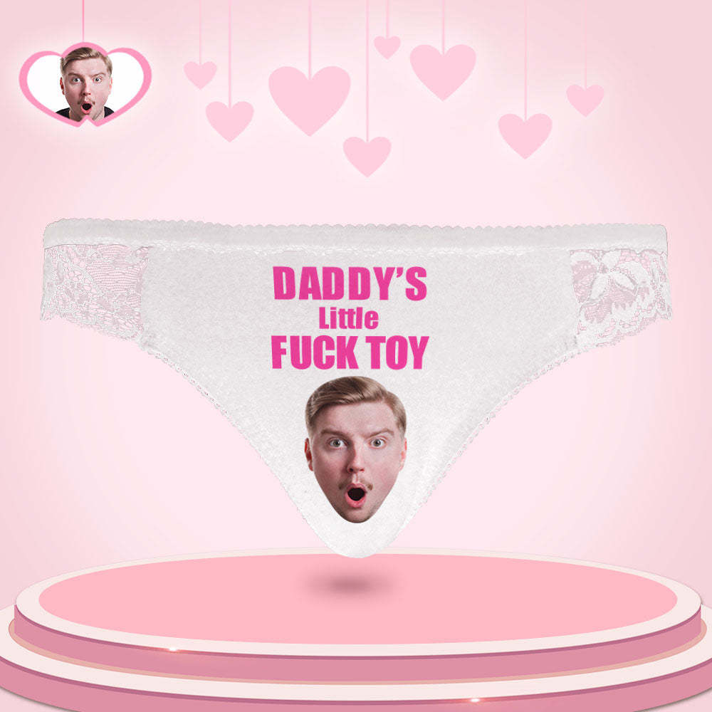 Custom Women Lace Panty Face Sexy Panties Women's Underwear - Daddy's Little Fuck Toy - SantaSocks
