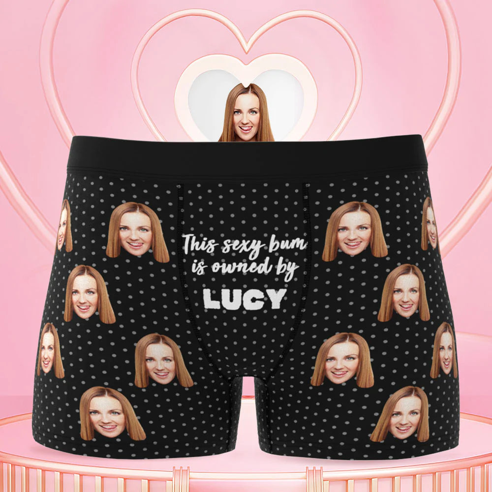 Custom Face Boxer Briefs Personalized Photo Underwear for Men This Sexy Bum is Owned