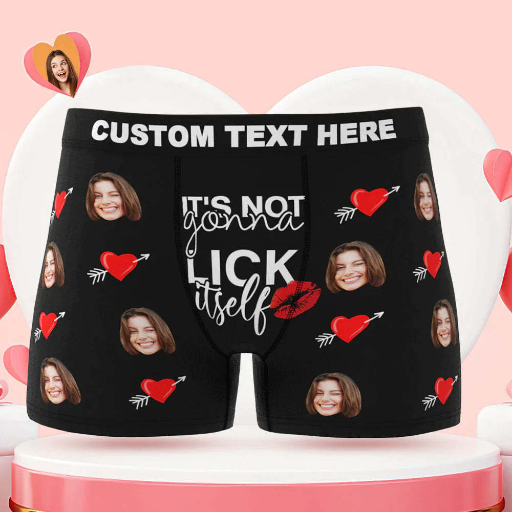 Custom Face Lick Itself Boxer Briefs Personalized Naughty Valentine's Day Gift for Him