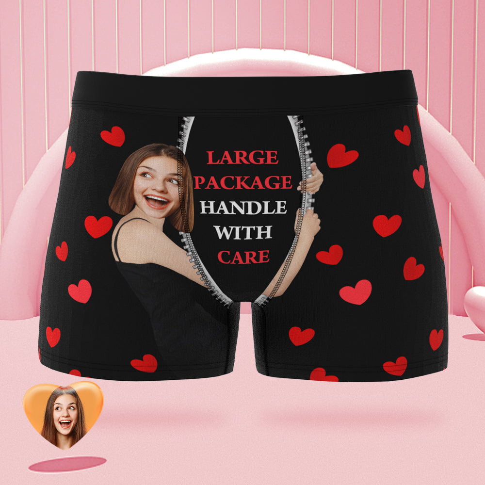 Custom Face on Body Boxer Briefs Large Package Personalized Naughty Valentine's Day Gift for Him