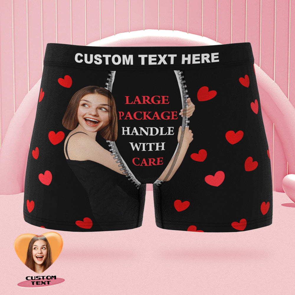 Custom Face on Body Boxer Briefs Large Package Personalized Naughty Valentine's Day Gift for Him