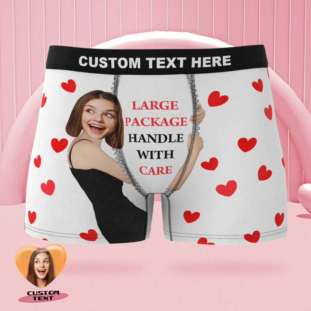 Custom Face on Body Boxer Briefs Large Package Personalized Naughty Valentine's Day Gift for Him