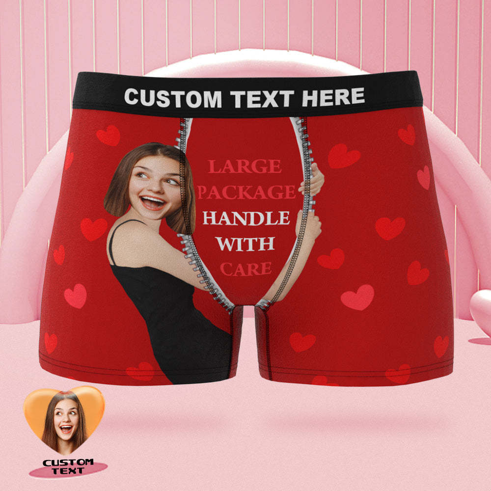 Custom Face on Body Boxer Briefs Large Package Personalized Naughty Valentine's Day Gift for Him