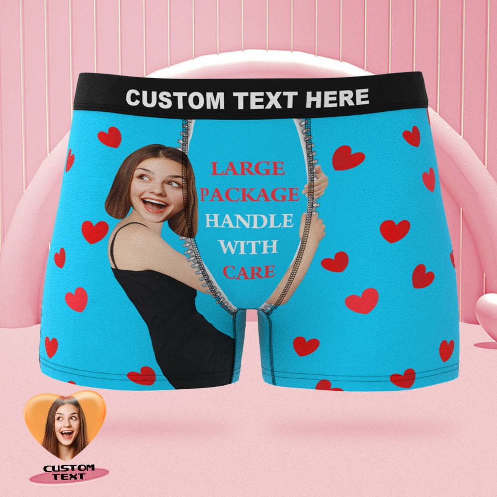 Custom Face on Body Boxer Briefs Large Package Personalized Naughty Valentine's Day Gift for Him