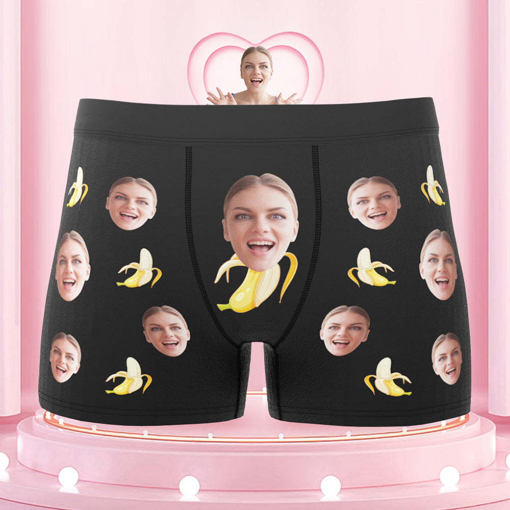 Custom Face Boxers Briefs Personalized Men's Underwear Funny Briefs With Photo - Banana - SantaSocks