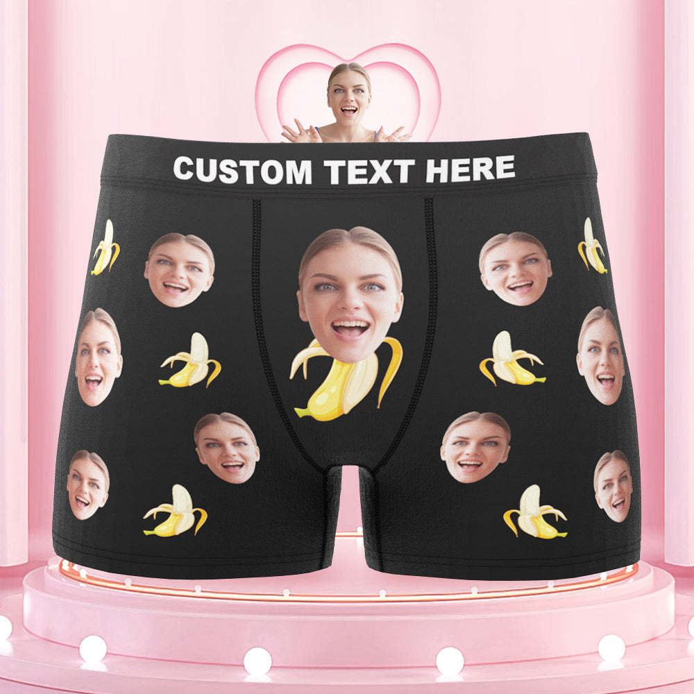 Custom Face Boxers Briefs Personalized Men's Underwear Funny Briefs With Photo - Banana - SantaSocks