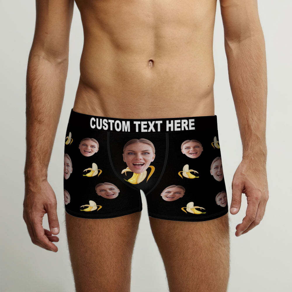 Custom Face Boxers Briefs Personalized Men's Underwear Funny Briefs With Photo - Banana - SantaSocks