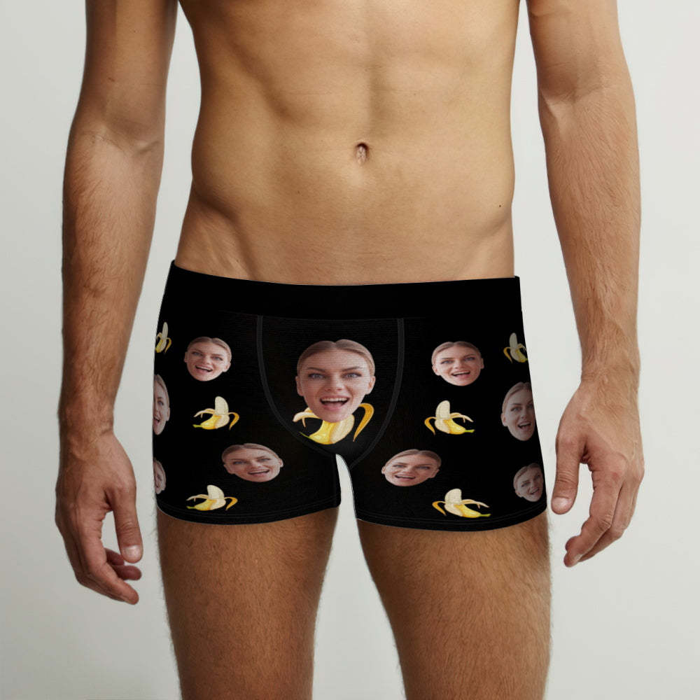 Custom Face Boxers Briefs Personalized Men's Underwear Funny Briefs With Photo - Banana - SantaSocks