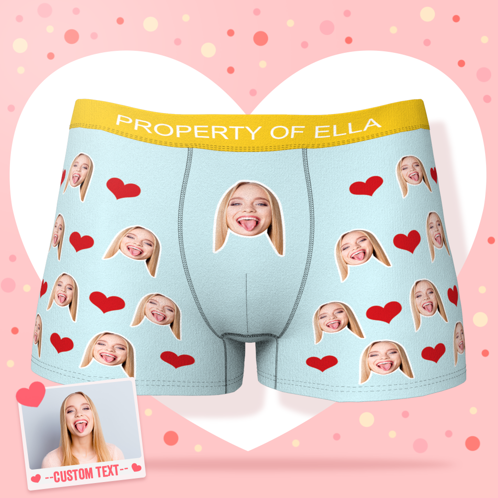 Men's Face Boxer Custom Boxer Shorts-Heart