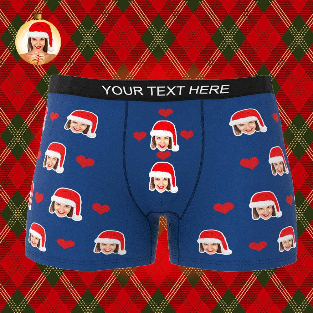 Christmas Gifts ,Custom Face Boxer Shorts Men's Face Underwear 3D Online Preview Heart
