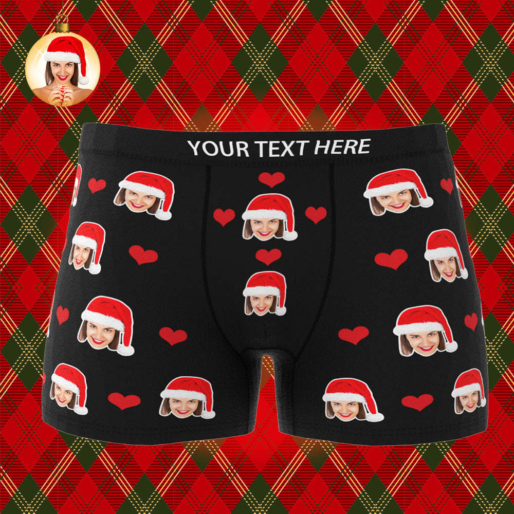 Christmas Gifts ,Custom Face Boxer Shorts Men's Face Underwear 3D Online Preview Heart