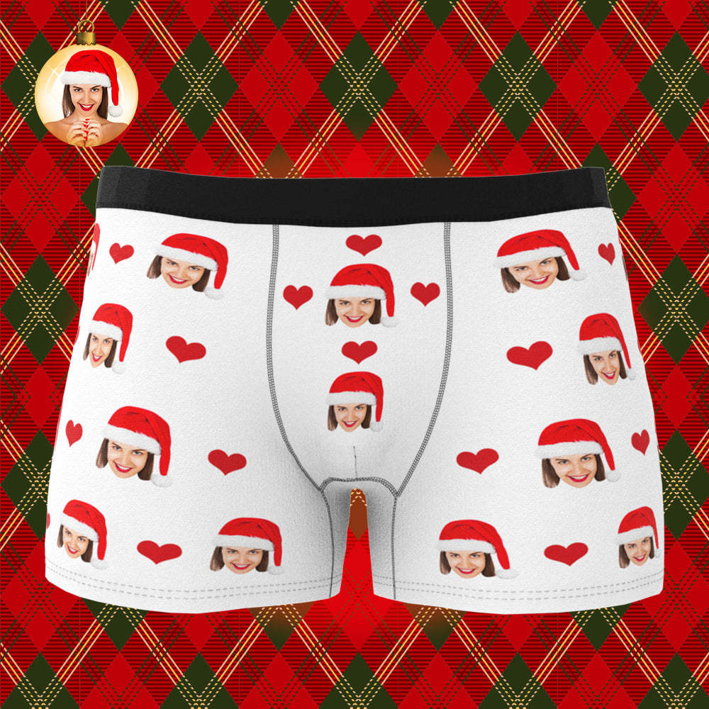 Christmas Gifts ,Custom Face Boxer Shorts Men's Face Underwear 3D Online Preview Heart