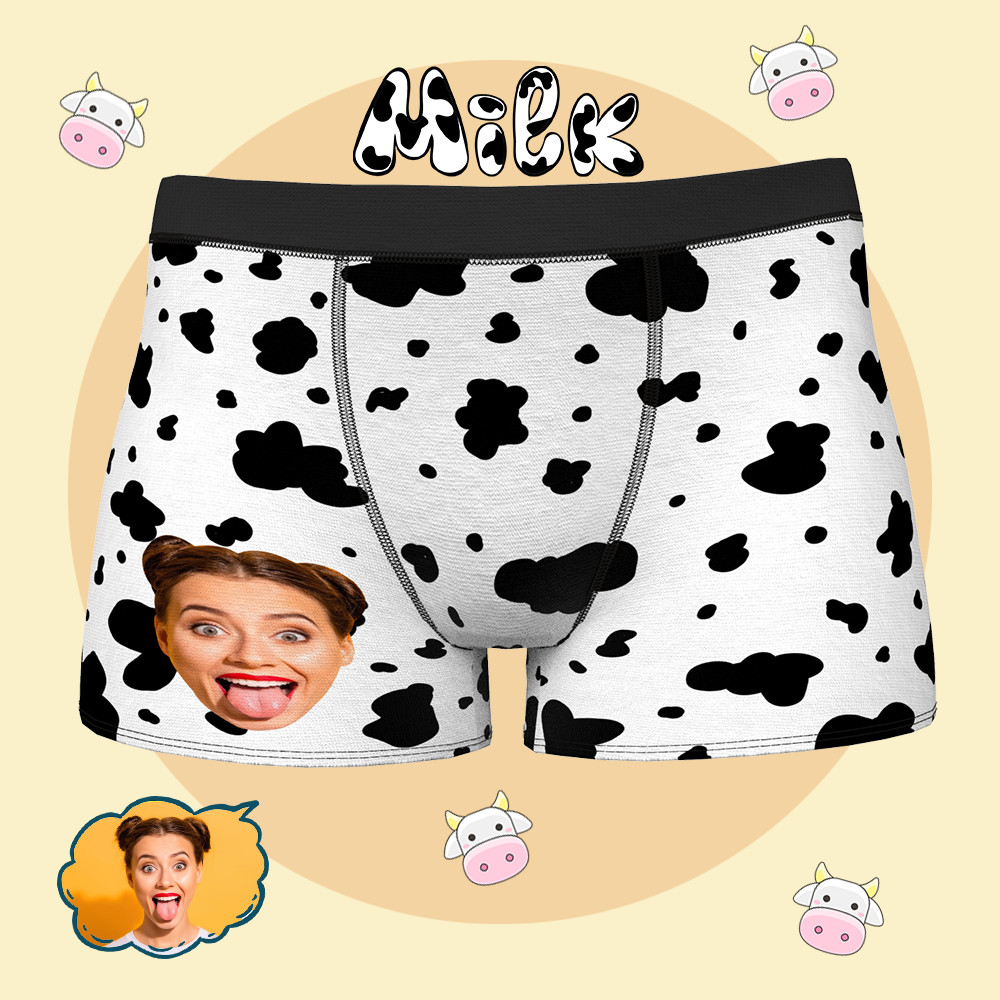 Custom Men Boxer Photo Funny Fat Cow Briefs Shorts with Girlfriend Face