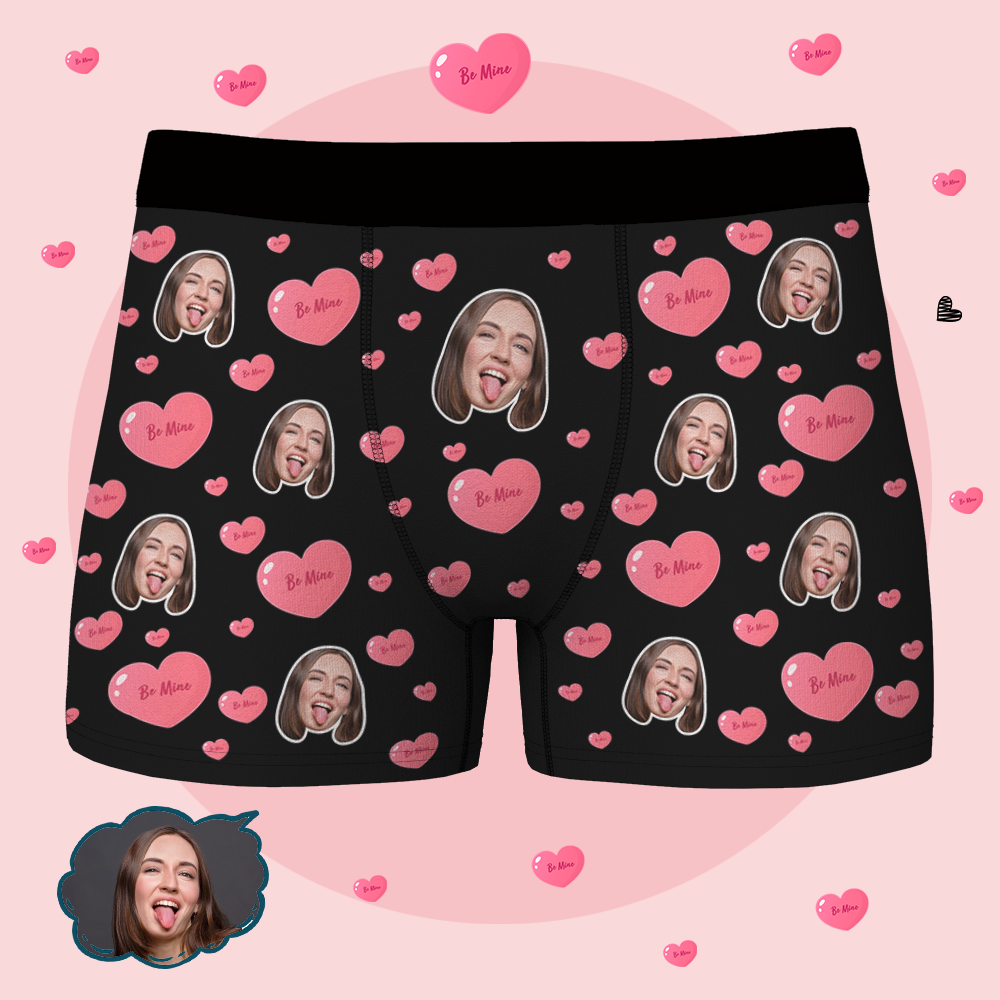 Custom Face Boxer Shorts Girlfriend Face - Be Mine