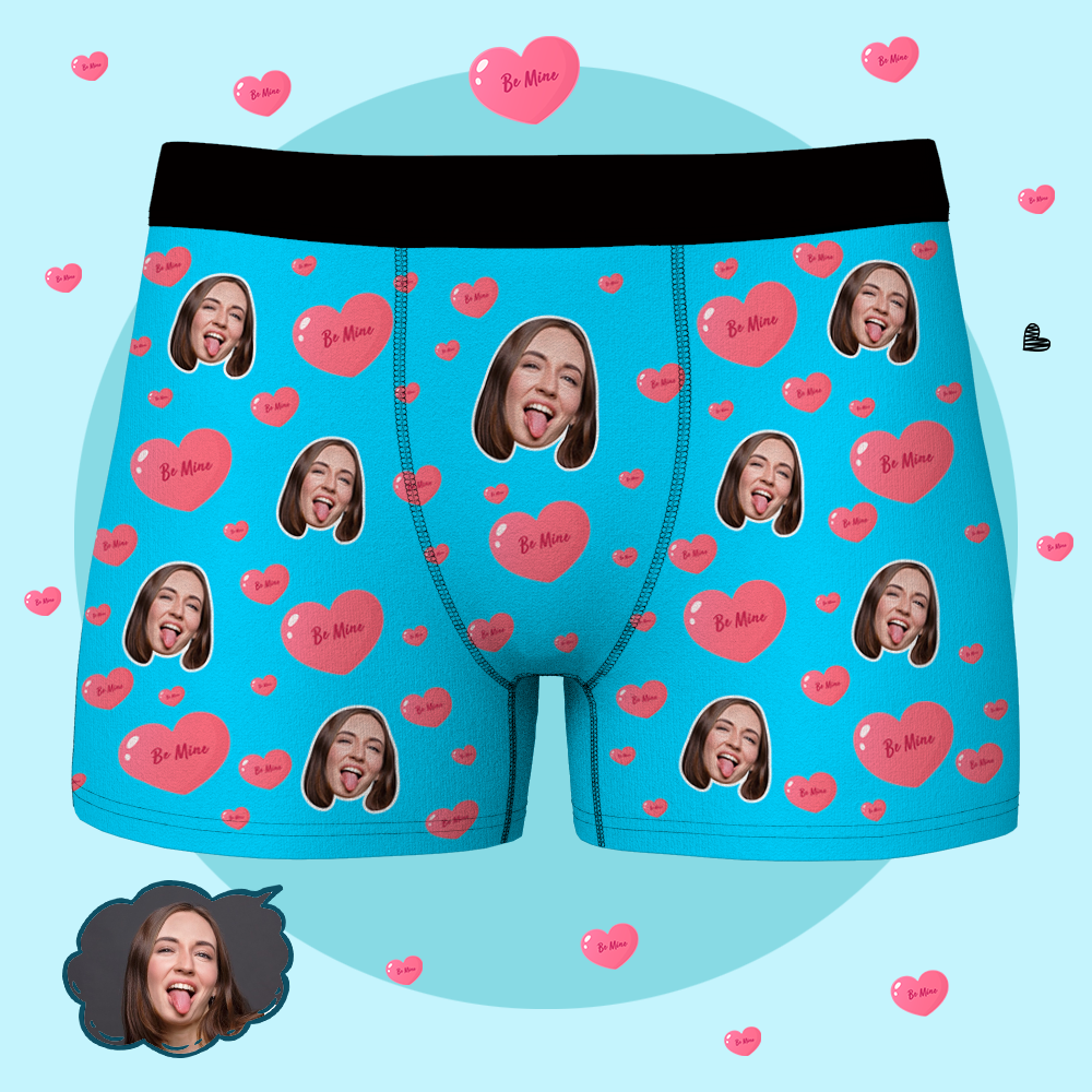 Custom Face Boxer Shorts Girlfriend Face - Be Mine