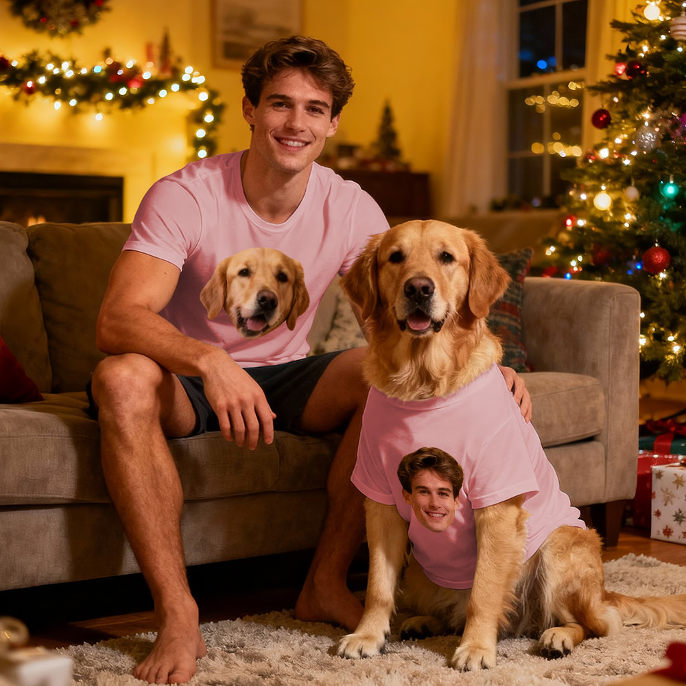 Custom Photo T-Shirt Set Dog and Owner Matching Shirts Personalized Pet Lover Gift