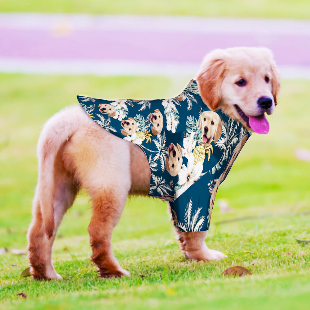 Custom Hawaiian Dog Shirt Personalized Dark Green Pet Beach Shirt Clothes Gift for Pets