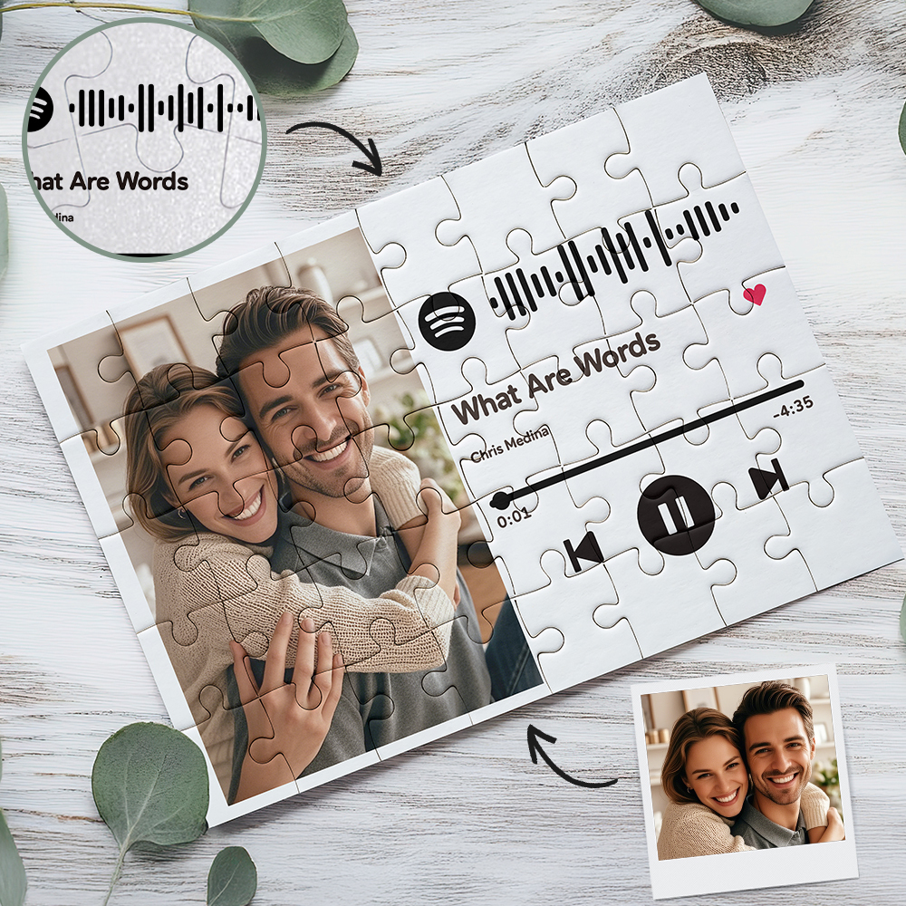 Personalized Puzzle Scannable Spotify Code Custom Picture  Piece Jigsaw Puzzle for Adults Kids Music Valentine Puzzle 