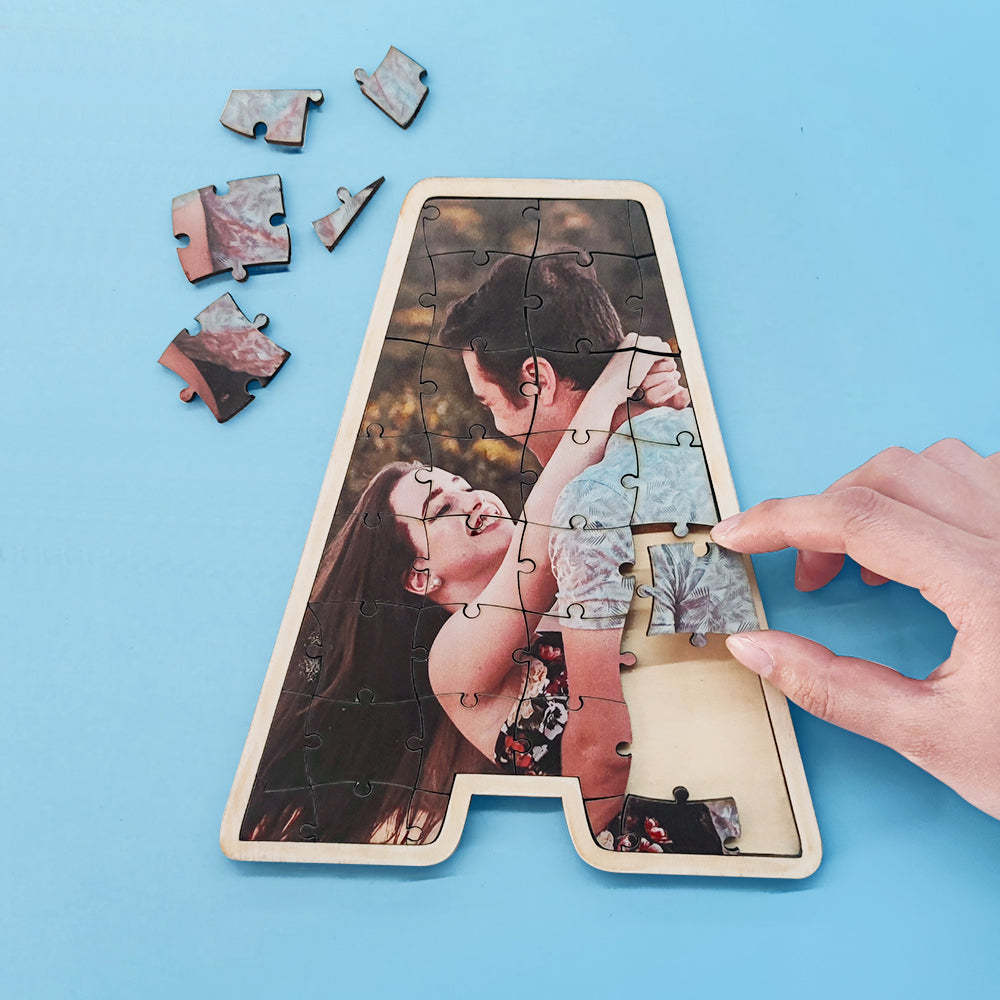 Personalized Alphabet Photo Puzzle Custom Letter Initial Couple Puzzle Unique Valentine's Day Gifts - SantaSocks