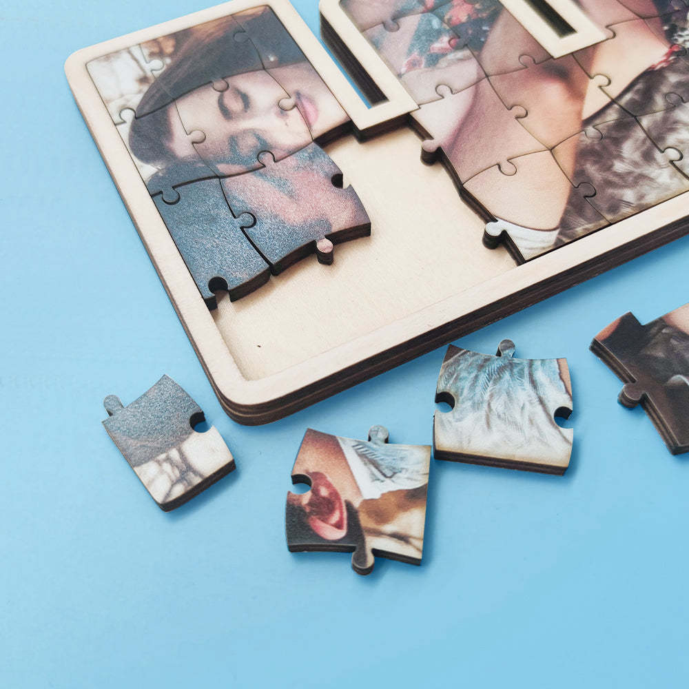 Personalized Alphabet Photo Puzzle Custom Letter Initial Couple Puzzle Unique Valentine's Day Gifts - SantaSocks