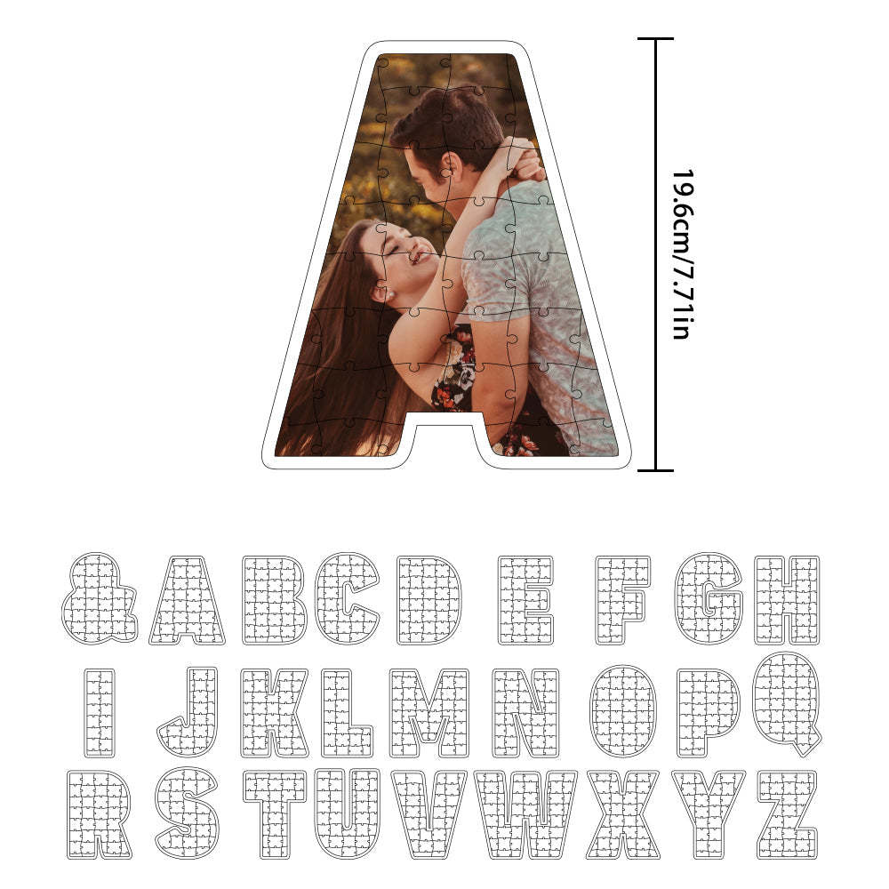 Personalized Alphabet Photo Puzzle Custom Letter Initial Couple Puzzle Unique Valentine's Day Gifts - SantaSocks