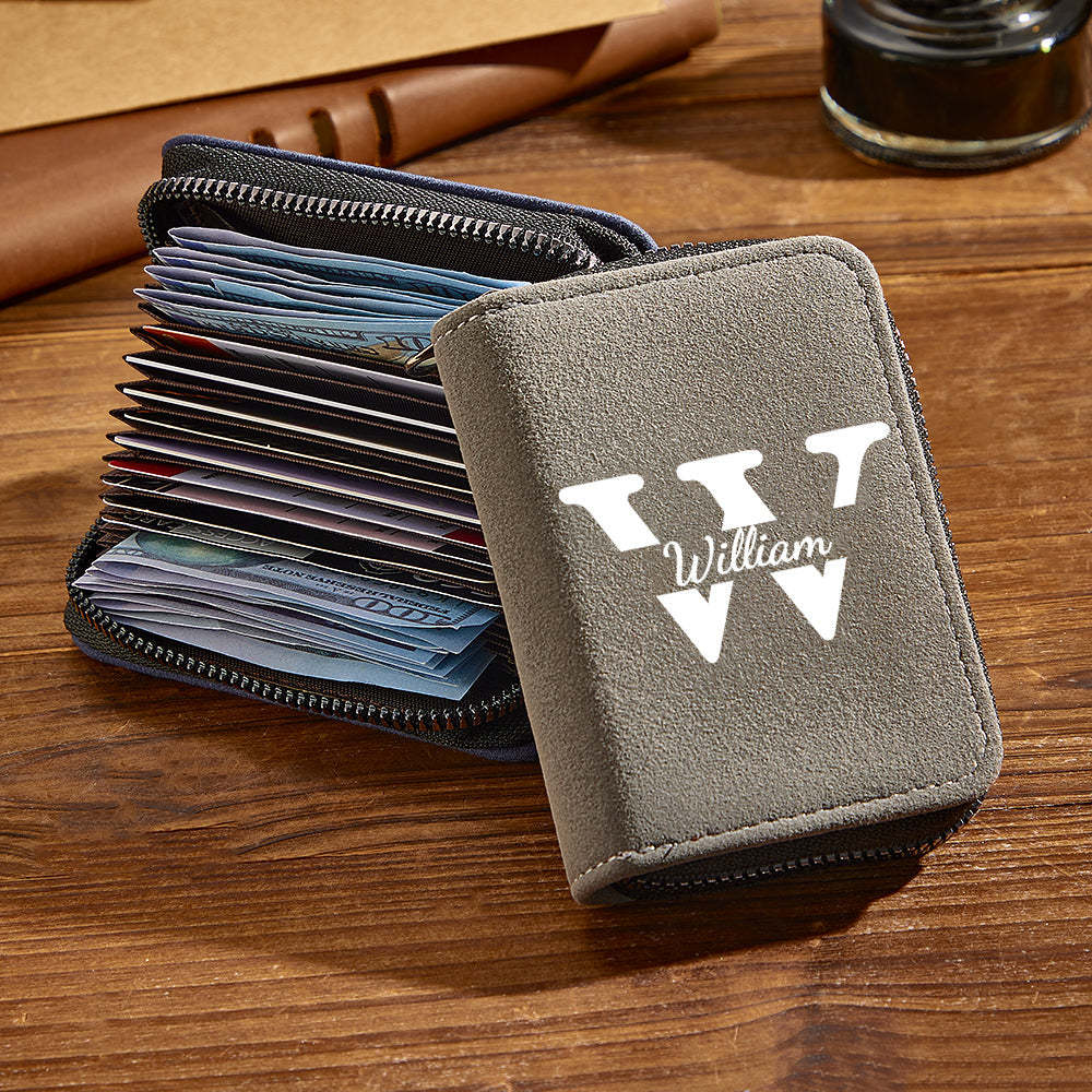 Personalized Leather Wallet with 18 Card Slots Card Holder Wallet Birthday Gift for Him - SantaSocks