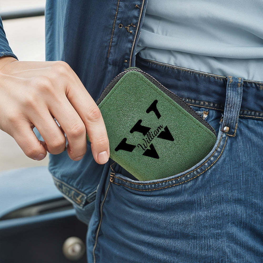 Personalized Leather Wallet with 18 Card Slots Card Holder Wallet Birthday Gift for Him - SantaSocks