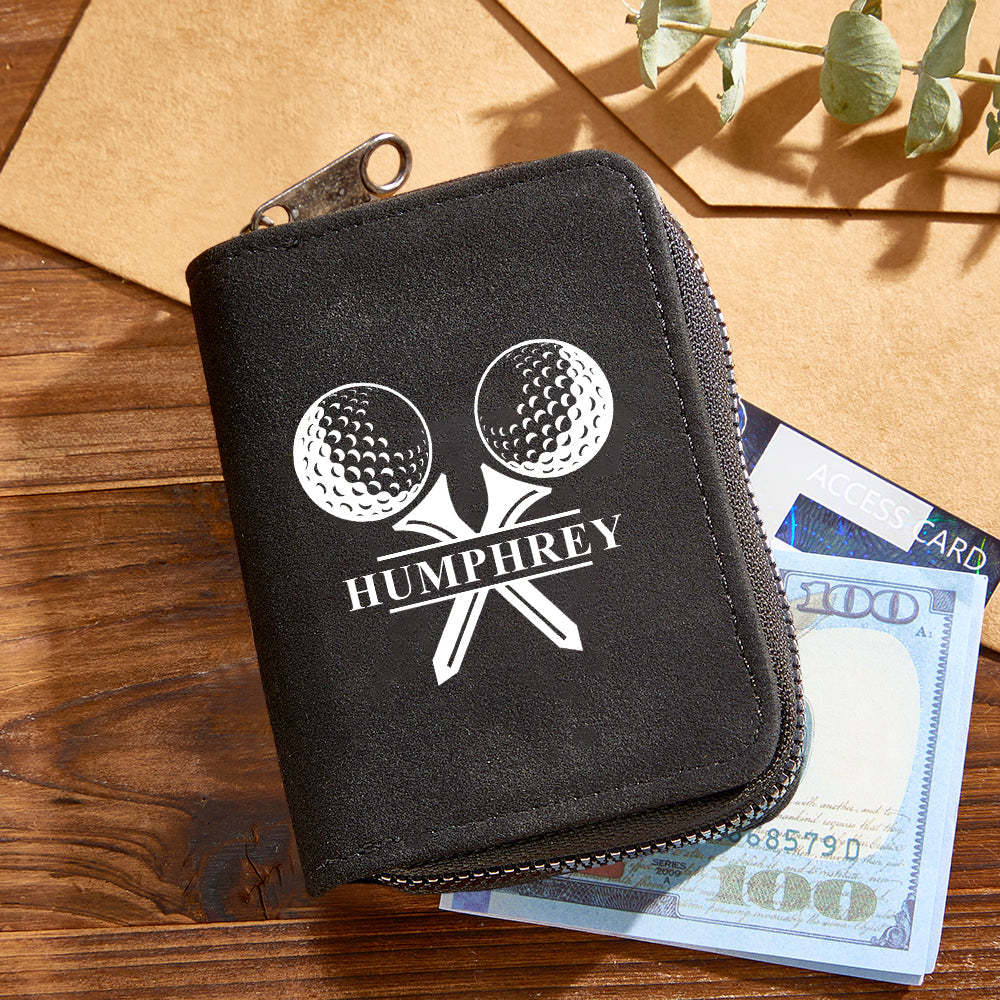 Personalized Leather Golf Wallet with 18 Card Slots Card Holder Wallet Gift for Men - SantaSocks