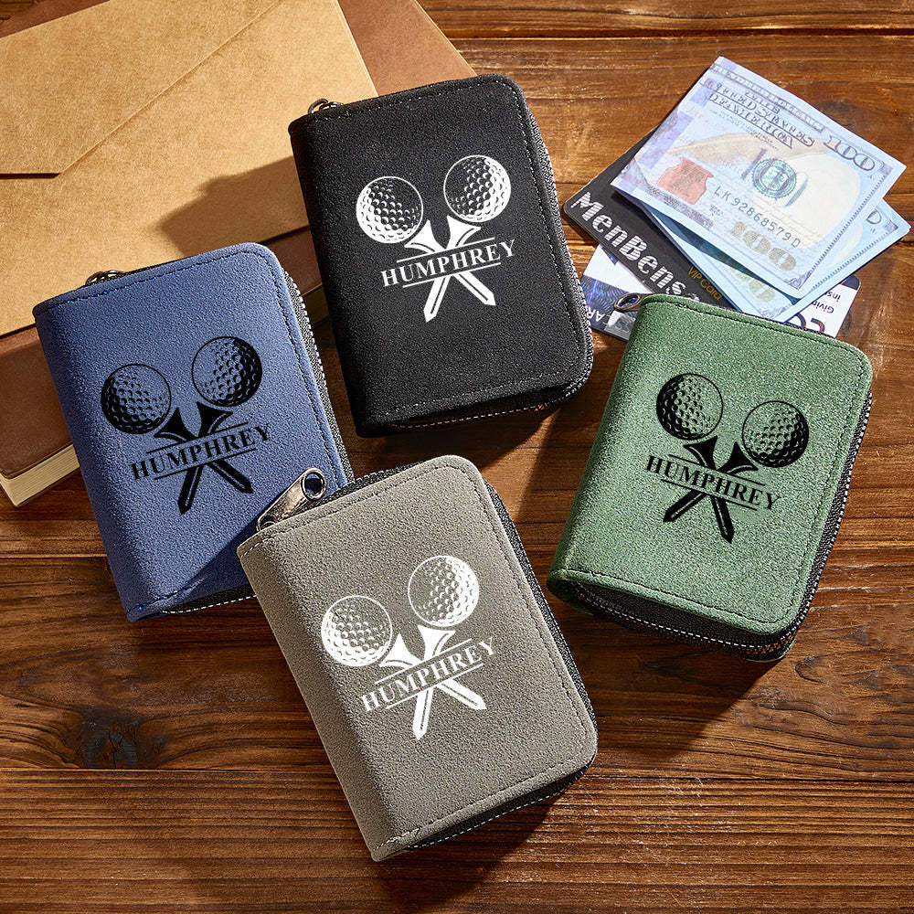 Personalized Leather Golf Wallet with 18 Card Slots Card Holder Wallet Gift for Men - SantaSocks