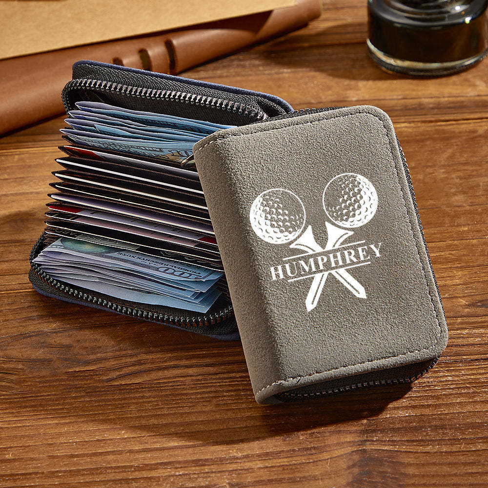 Personalized Leather Golf Wallet with 18 Card Slots Card Holder Wallet Gift for Men - SantaSocks