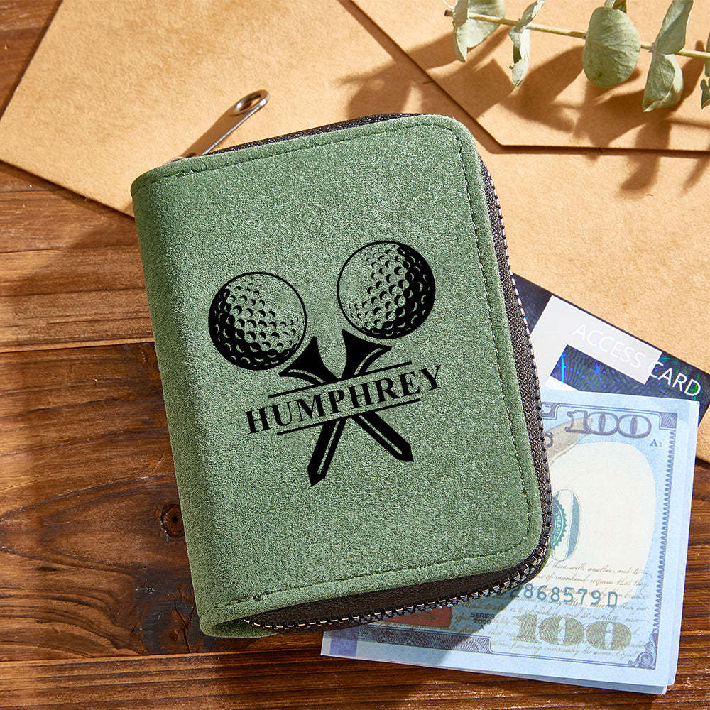 Personalized Leather Golf Wallet with 18 Card Slots Card Holder Wallet Gift for Men - SantaSocks