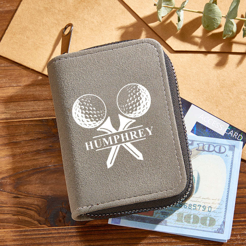 Personalized Leather Golf Wallet with 18 Card Slots Card Holder Wallet Gift for Men - SantaSocks