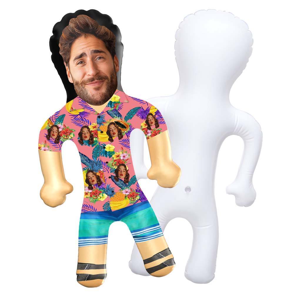 Personalized Blow Up Dolls Hawaiian Shirt Flowers and Fruits Funny Inflatable Man Printed Face for Party Favors - SantaSocks
