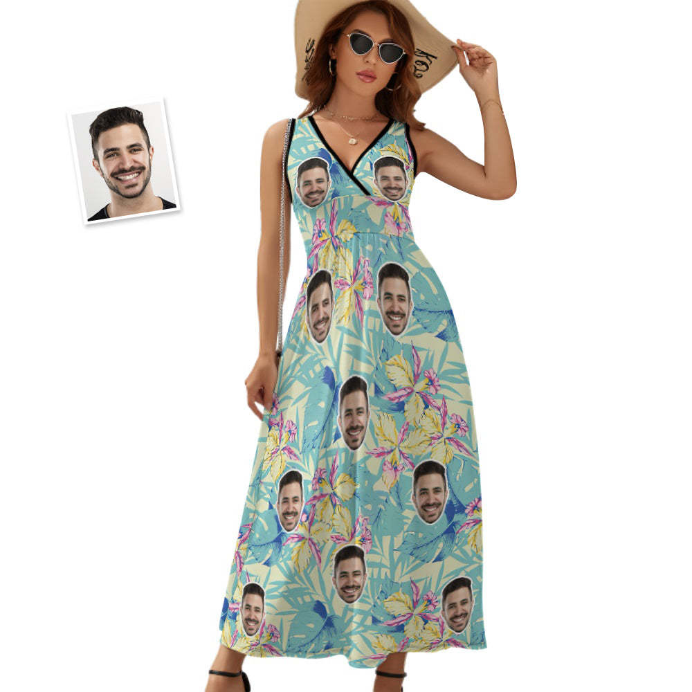 Custom Face Dress Vibrant Hawaiian Blossoms Gift for Her - SantaSocks