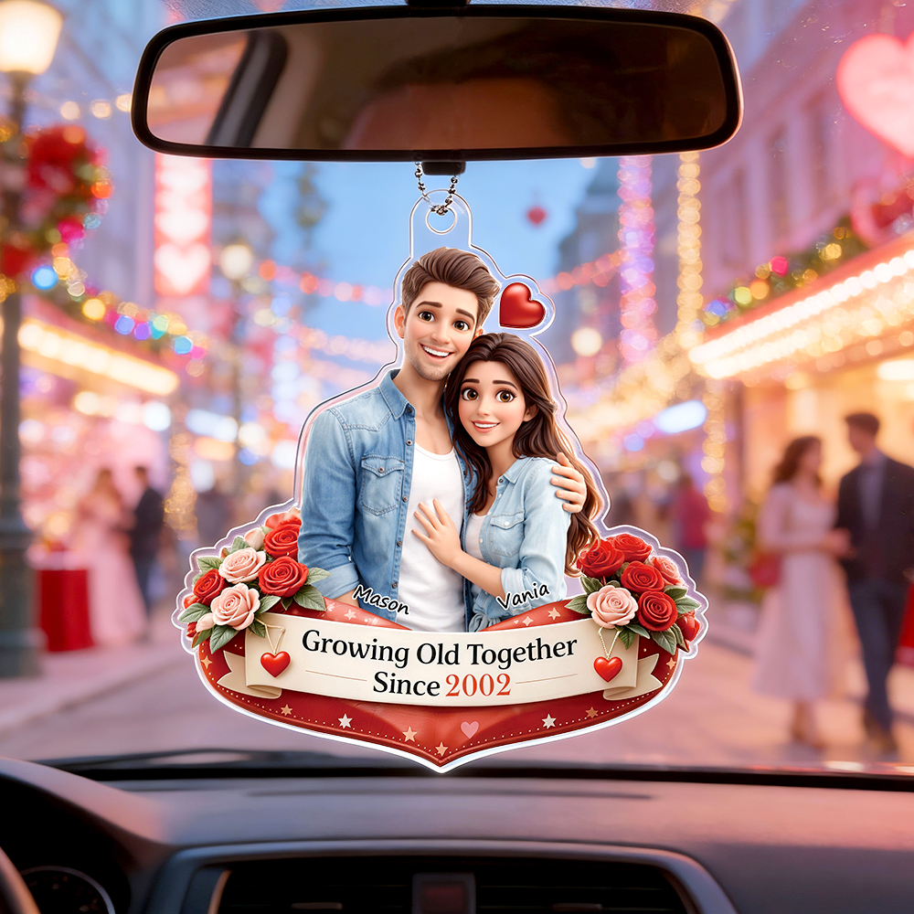 Personalized Acrylic Car Hanger Valentine Gifts for Cute Moment - Custom Photo Gift for Boyfriend & Girlfriend Family Lovers