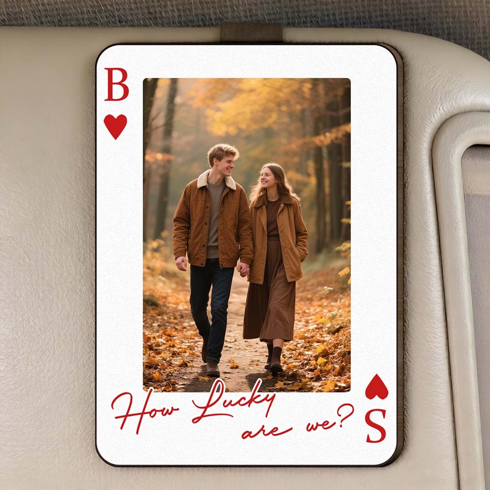 King & Queen Custom Couples Photo Drive Safe I Love You We're A Perfect Pair - Personalized Wooden Photo Car Visor Clip - SantaSocks