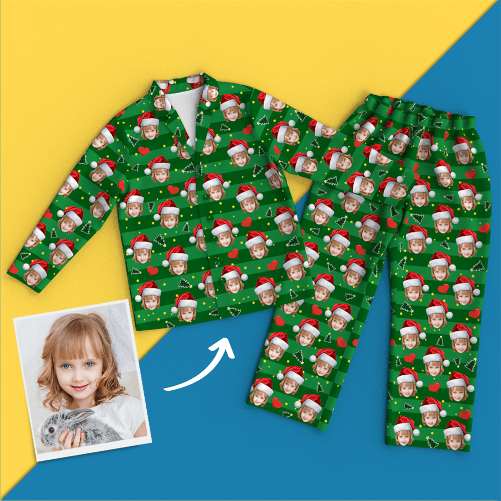 Christmas Custom Face Heart On Pajamas