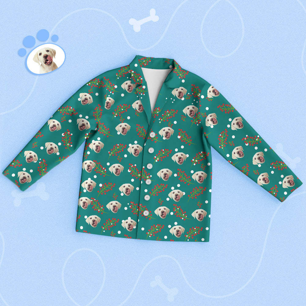 Custom Green Pet Face Pajamas Cherry Pajamas