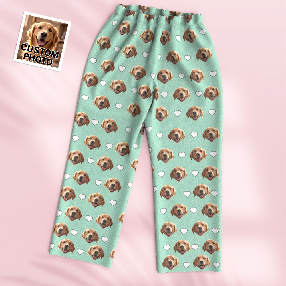 Custom Face Long Sleeve Pajamas Sleepwear Set Personalized Photo Heart