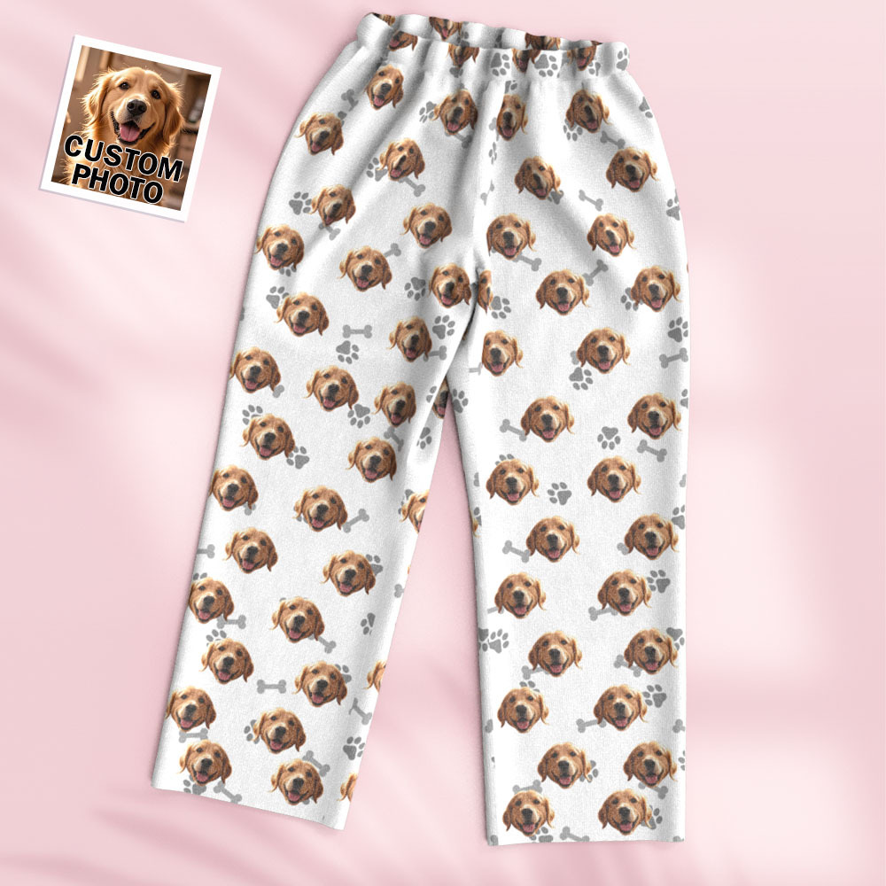 Custom Face Long Sleeve Pajamas Sleepwear Set Personalized Photo Bone Pajamas