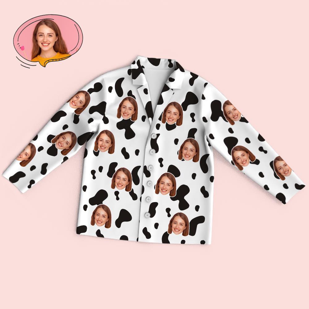 Custom Face Long Sleeve Pajamas Sleepwear Set - Cow