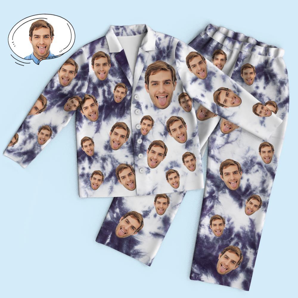 Custom Face Long Sleeve Pajamas Sleepwear Set - Tie Dye