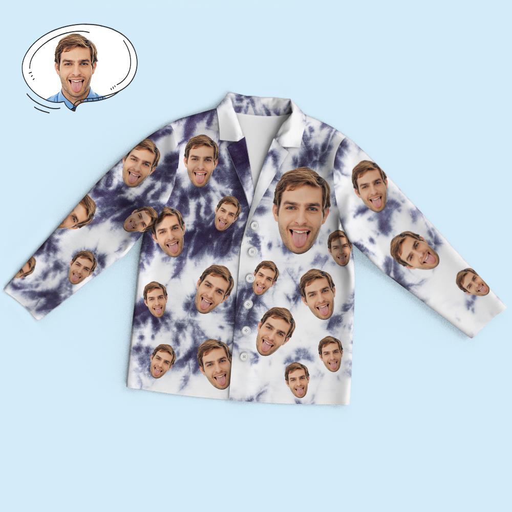 Custom Face Long Sleeve Pajamas Sleepwear Set - Tie Dye