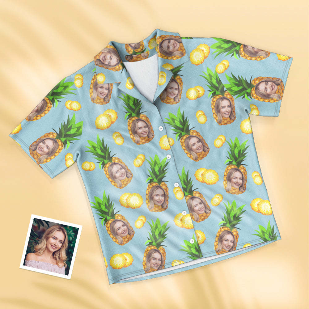 Custom Face Short Sleeved Pajamas Personalised Women's Sleepwear Pineapple Gifts For Her