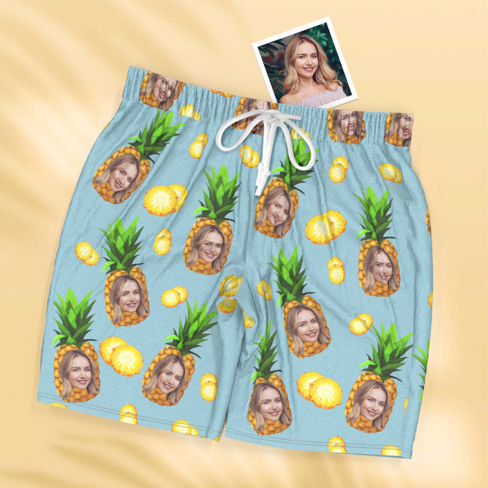 Custom Face Short Sleeved Pajamas Personalised Women's Sleepwear Pineapple Gifts For Her