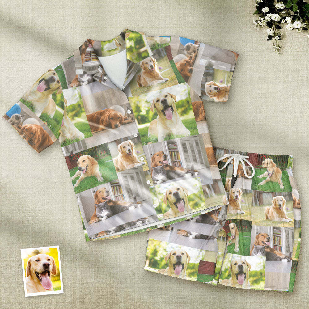 Custom Photo Pajamas Personalized Short Sleeve Pajamas with 5 Photos Summer Pajama Gifts