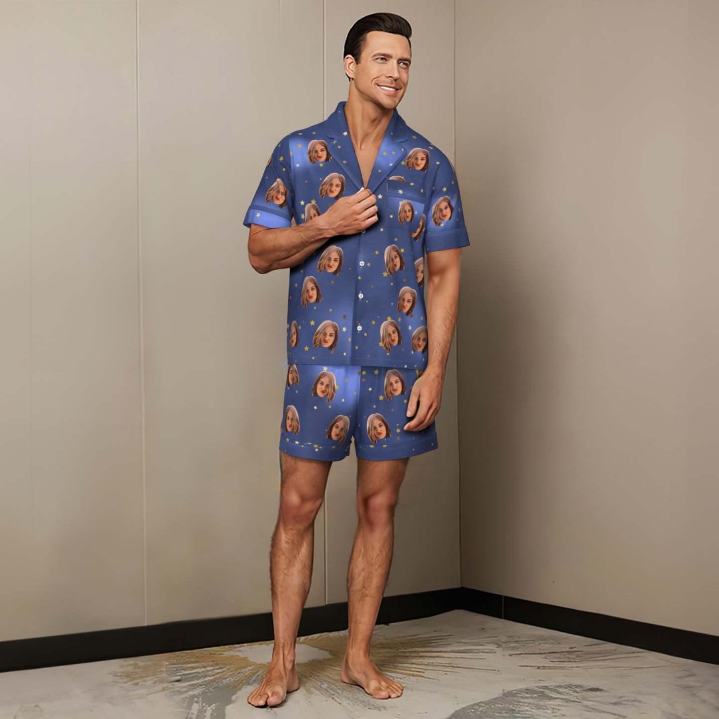 Custom Face Short Sleeved Pajamas Personalized Photo Sleepwear Holiday Gifts