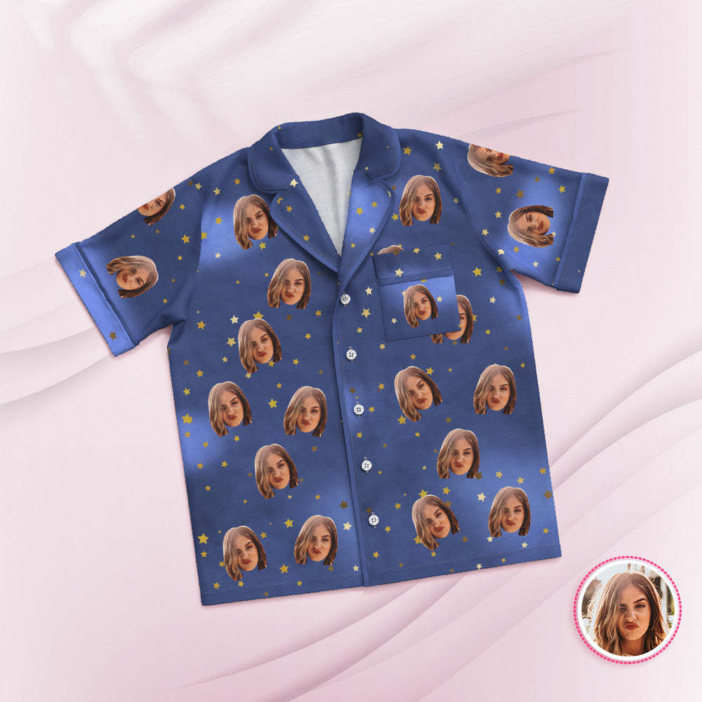 Custom Face Short Sleeved Pajamas Personalized Photo Sleepwear Holiday Gifts