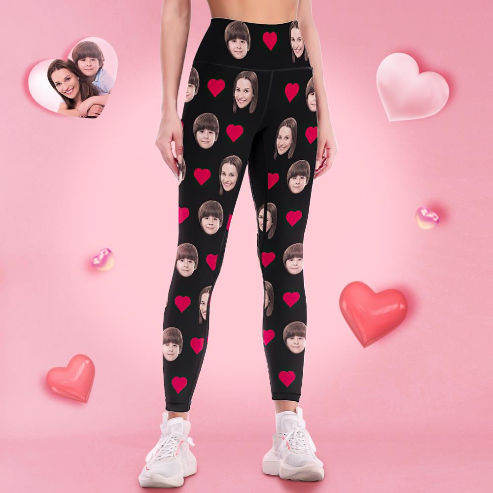 Mother's Day Gift Custom Face Leggings Heart Yoga Pants